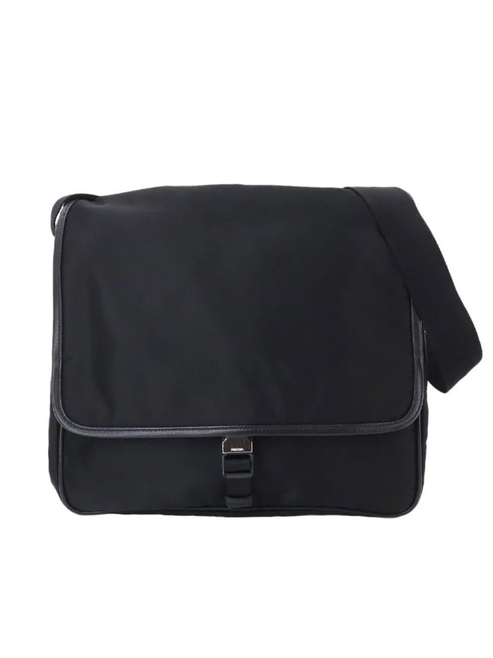 Prada Messenger Shoulder Bag Nylon Saffiano Leather Nero Black